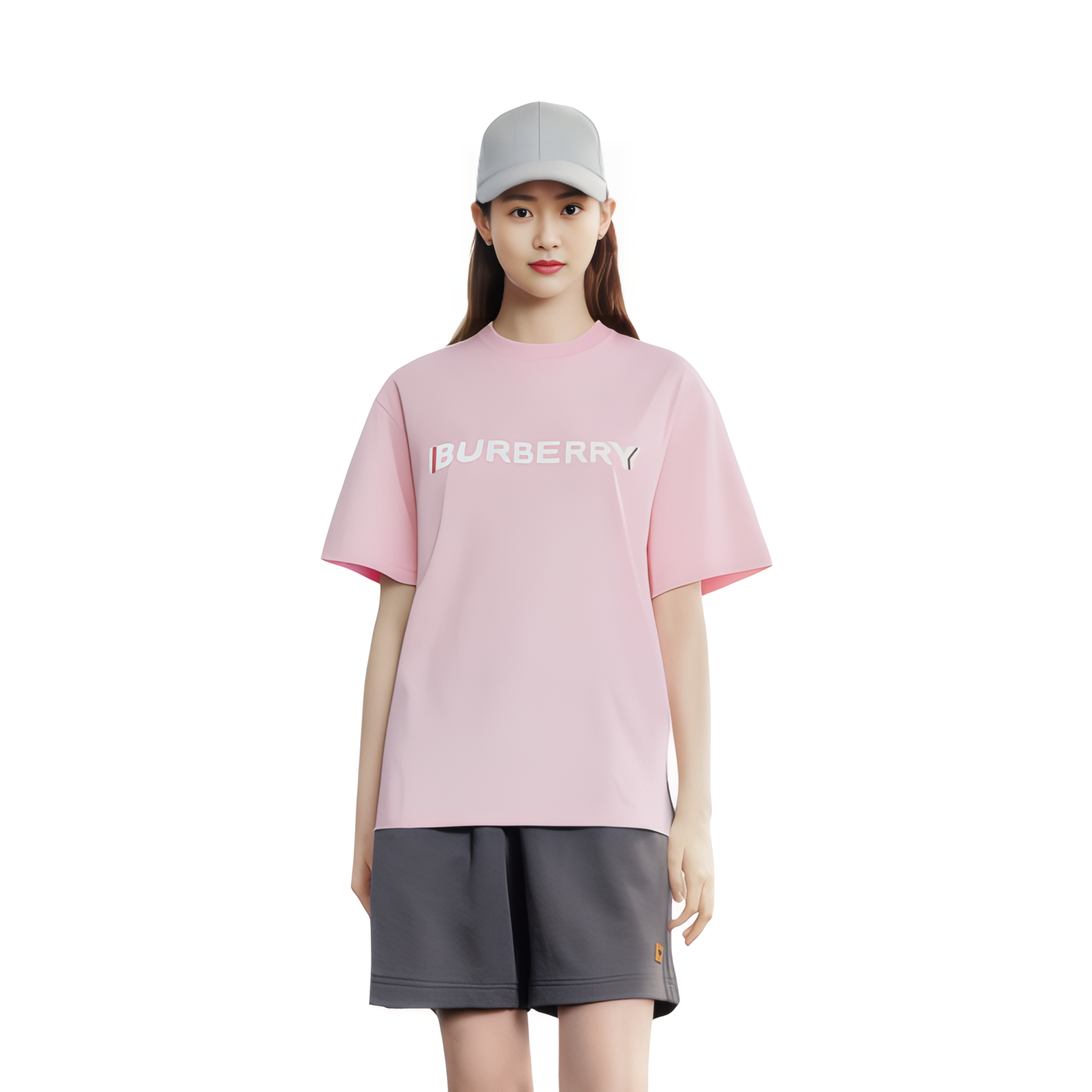 Shop (Women) Burberry SS22 Pink Logo Print Casual Crewneck Regular T-Shirt for Women. 80526491