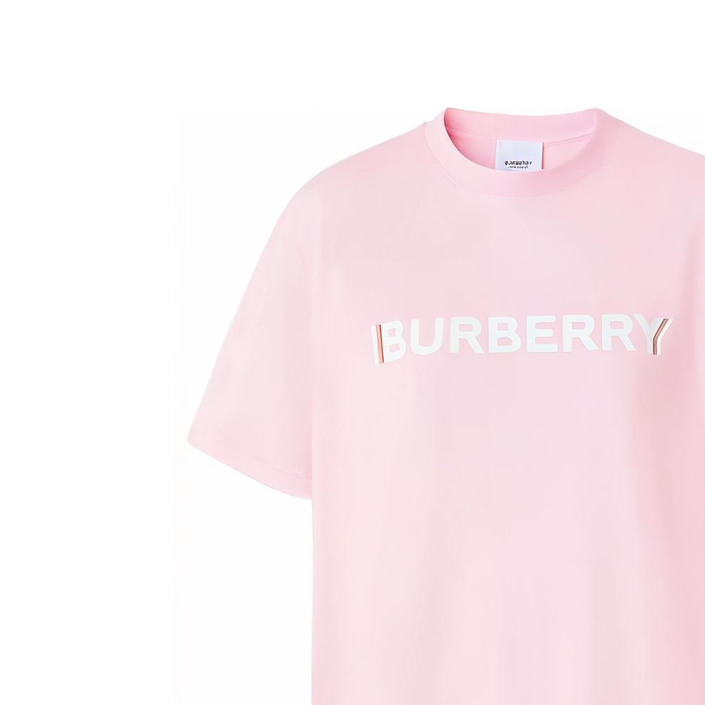 Details for (Women) Burberry SS22 Pink Logo Print Casual Crewneck Regular T-Shirt for Women. 80526491
