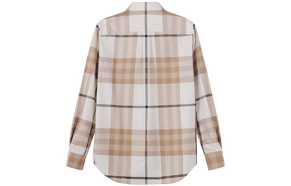 (Women) Burberry SS22 Plaid Print Pointed Collar Long Sleeve Shirt  Frost White. 80568561 圖 3