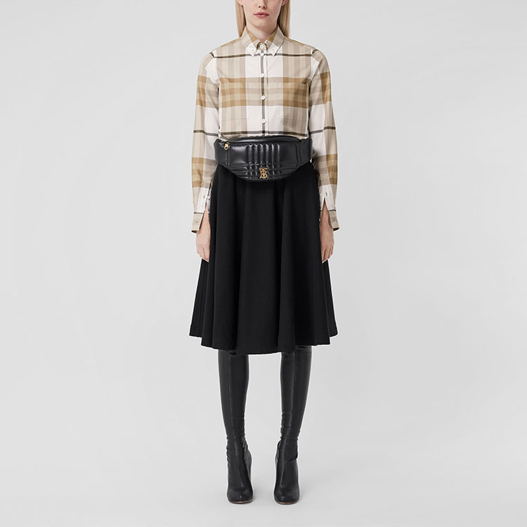 (Women) Burberry SS22 Plaid Print Pointed Collar Long Sleeve Shirt  Frost White. 80568561 圖 5