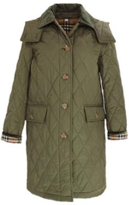 (Women) Burberry SS22 Quilted Detachable Hood Cotton Jacket Olive Green 80571701 Order (Women) Burberry SS22 Quilted Detachable Hood Cotton Jacket Olive Green 80571701