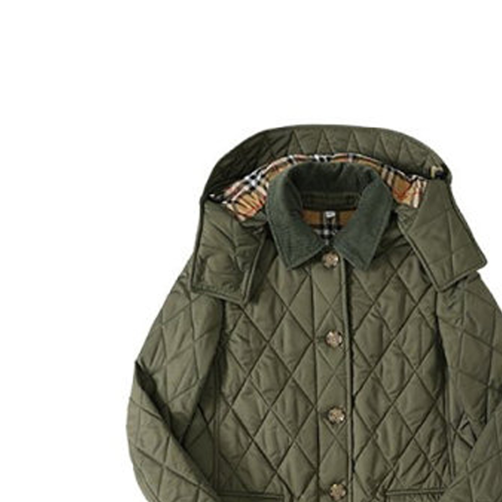 Shop (Women) Burberry SS22 Quilted Detachable Hood Cotton Jacket  Olive Green 80571701