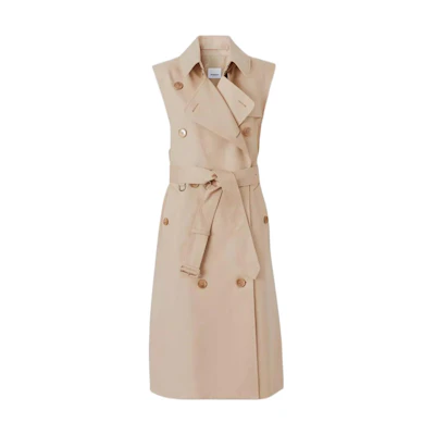 (Women) Burberry SS22 Sleeveless Belted Trench Coat Women’s Brown 80545751