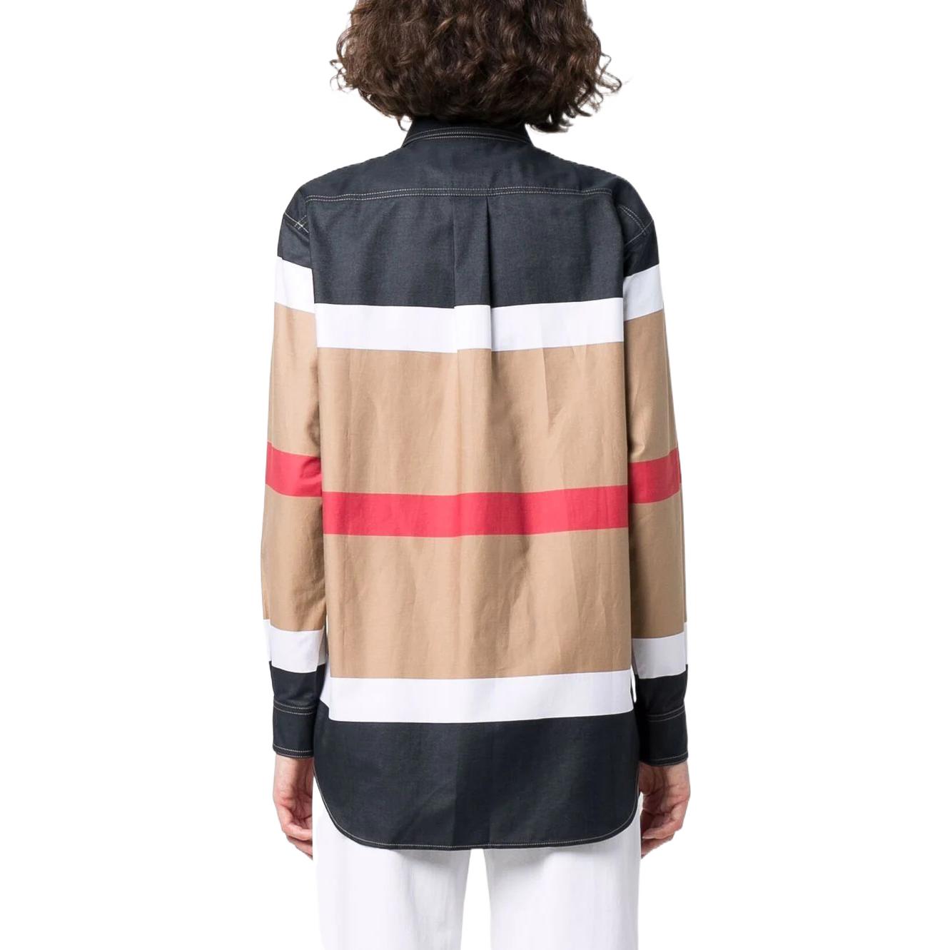 (Women) Burberry SS22 Striped Loose Fit Long Sleeve Shirt Beige 80488011 圖 4