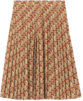 (Women) Burberry SS22 Tiger Print Pleated Skirt Colorblock Honey Beige Casual Skirt 80515701 (Women) Burberry SS22 Tiger Print Pleated Skirt Colorblock Honey Beige Casual Skirt 80515701