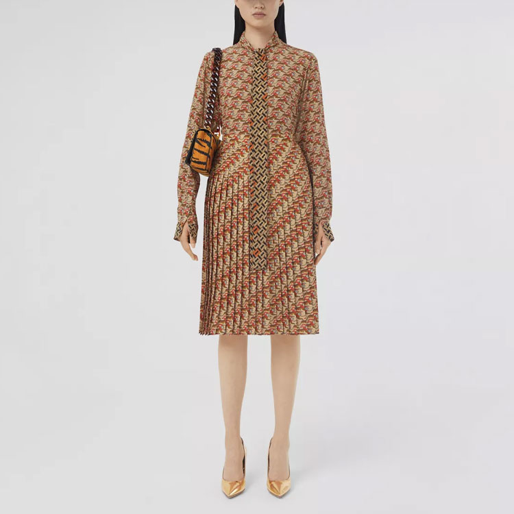 Lookbook (W) Burberry SS22 Skirt Cetakan Harimau Warna Campur Madu Beige Skirt Kasual. 80515701