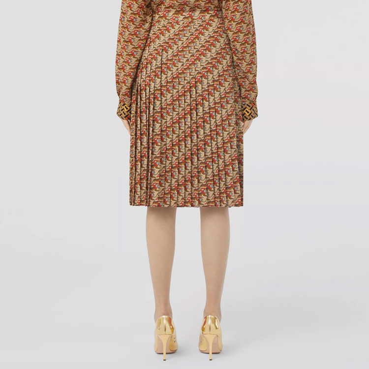 Shop (W) Burberry SS22 Skirt Cetakan Harimau Warna Campur Madu Beige Skirt Kasual. 80515701
