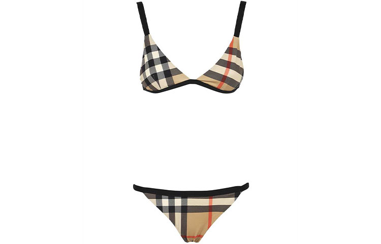 (Women) Burberry SS22 Vintage Check Triangle Bikini Women Beige 80391971