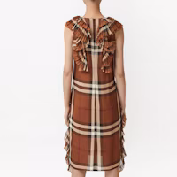 Shop (W) Burberry SS22 女裝無袖格紋荷葉連身裙卡其色 80626281