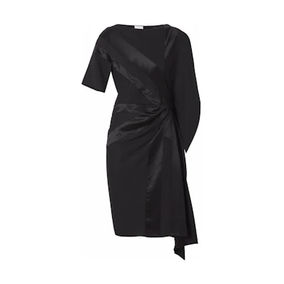 (Women) Burberry SS23 Asymmetric Ruched Short Sleeve Dress Black 80473531