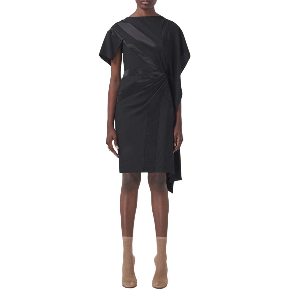 (Women) Burberry SS23  Asymmetric Ruched Short Sleeve Dress Black 80473531 圖 3