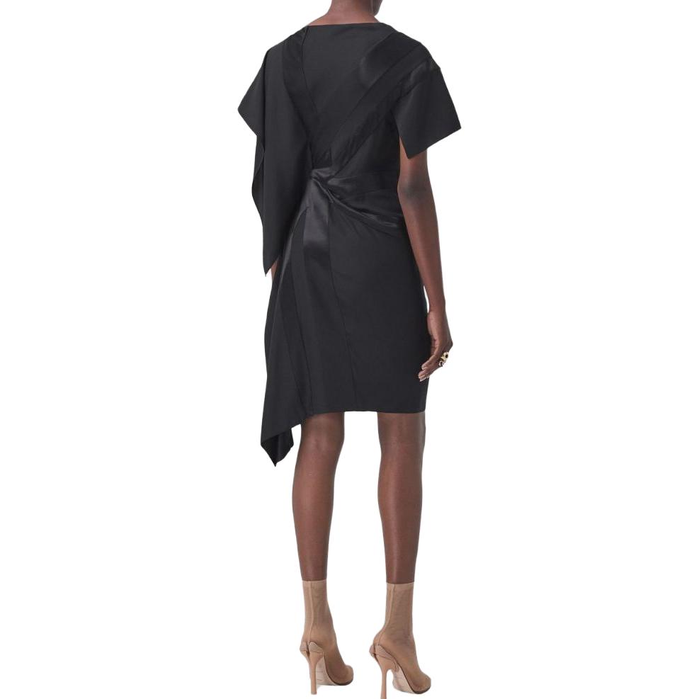 (Women) Burberry SS23  Asymmetric Ruched Short Sleeve Dress Black 80473531 圖 4