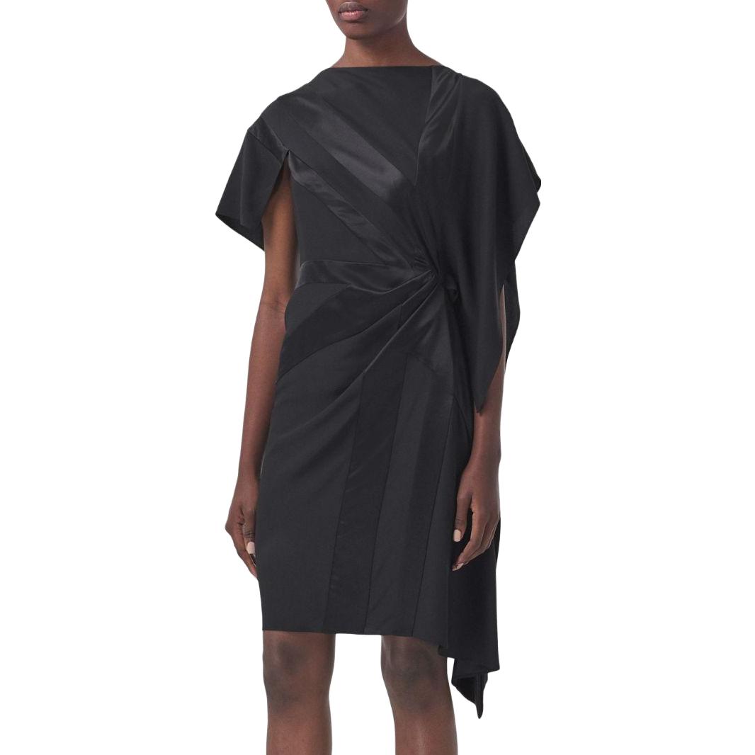 (Women) Burberry SS23  Asymmetric Ruched Short Sleeve Dress Black 80473531 圖 5