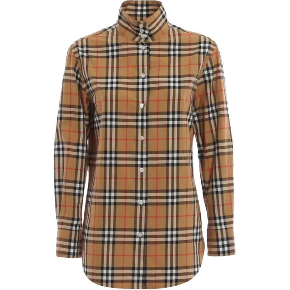 (Women) Burberry SS23  Beige Checkered Long-Sleeve Shirt. 80687071