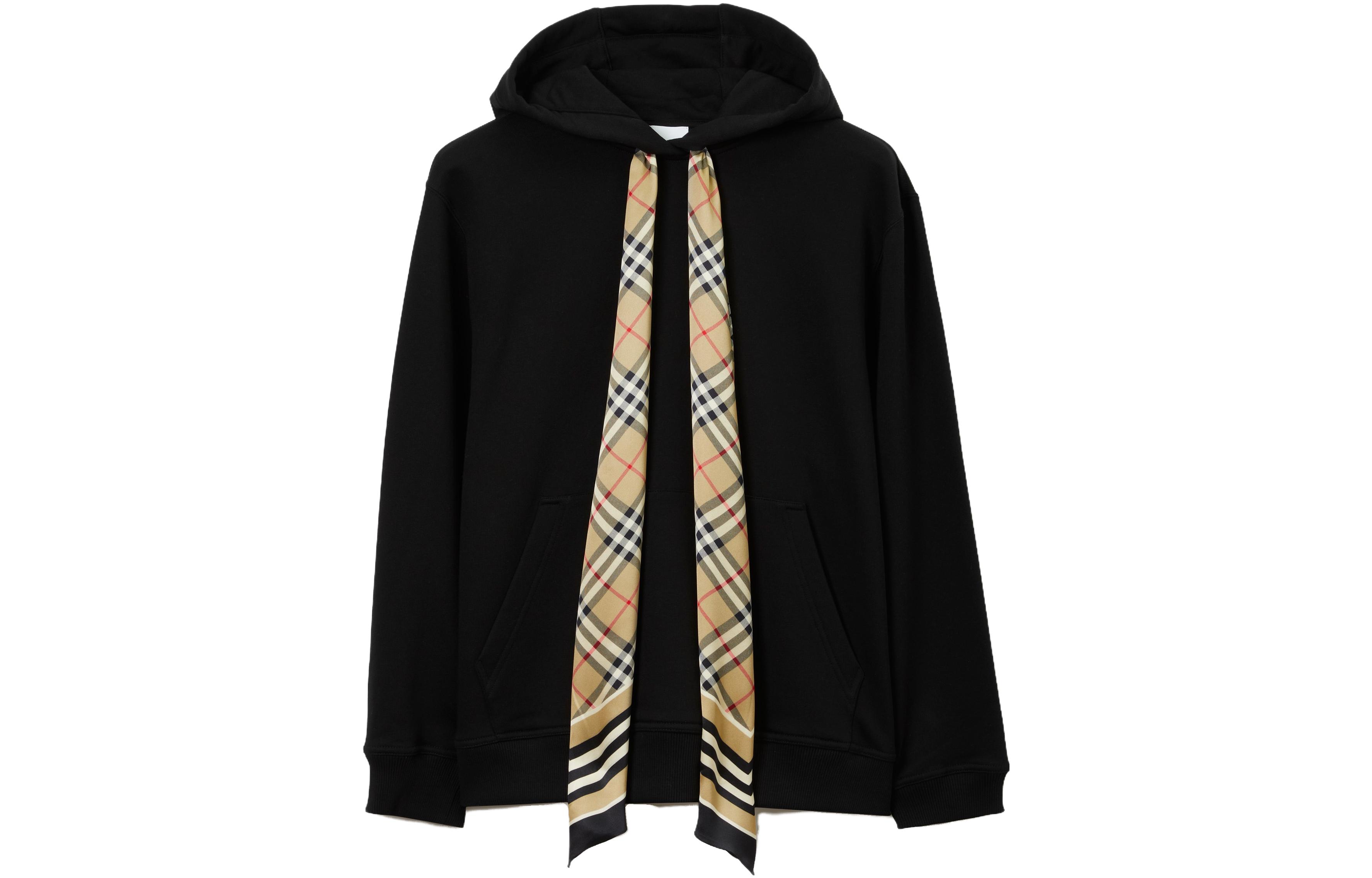 (Women) Burberry SS23  Black Check Print Patchwork Pullover Hoodie. 80669721 圖 2