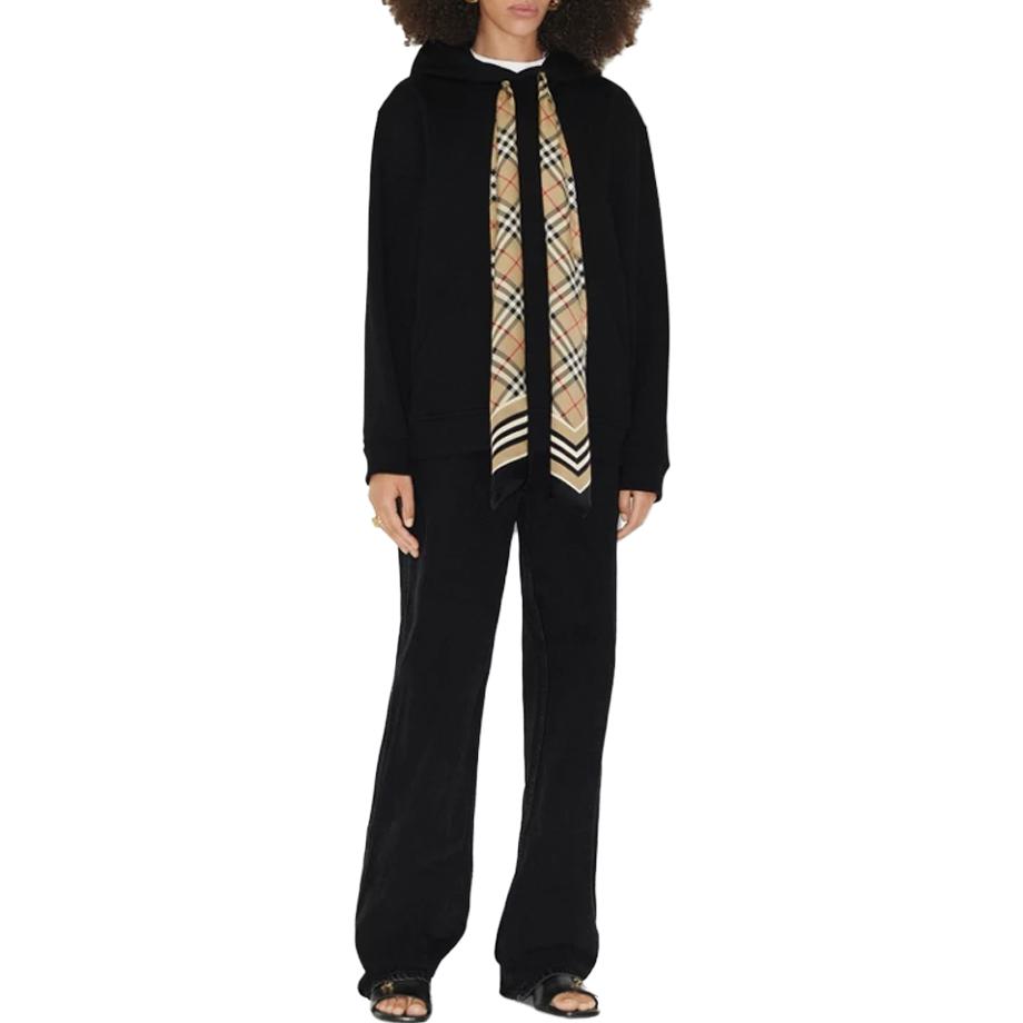 (Women) Burberry SS23  Black Check Print Patchwork Pullover Hoodie. 80669721 圖 5