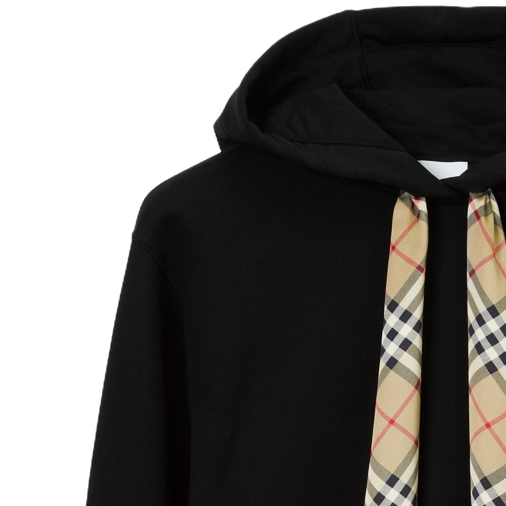 (Women) Burberry SS23  Black Check Print Patchwork Pullover Hoodie. 80669721 圖 9