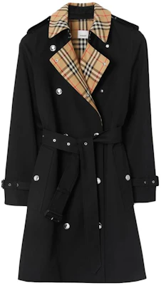 (W) Burberry SS23 Mantel Trench Hitam Double-Breasted dengan Motif Ikonik. 80728011 Buy (W) Burberry SS23 Mantel Trench Hitam Double-Breasted dengan Motif Ikonik. 80728011