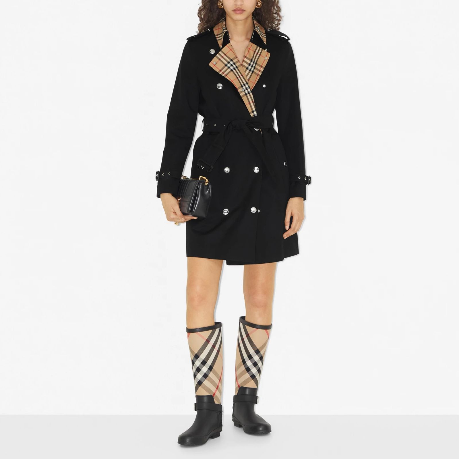 (Women) Burberry SS23  Black Double-Breasted Trench Coat with Iconic Check. 80728011 圖 3