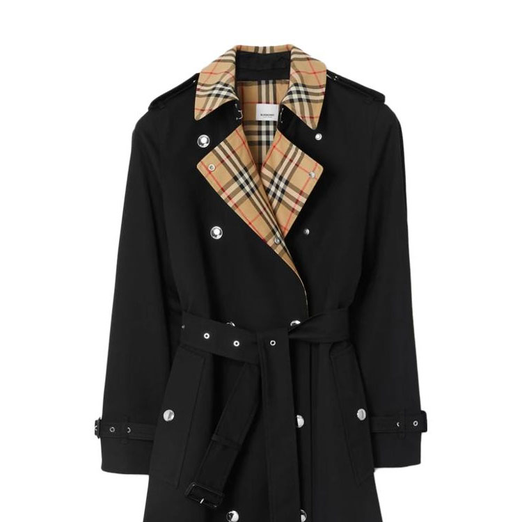 (Women) Burberry SS23  Black Double-Breasted Trench Coat with Iconic Check. 80728011 圖 6