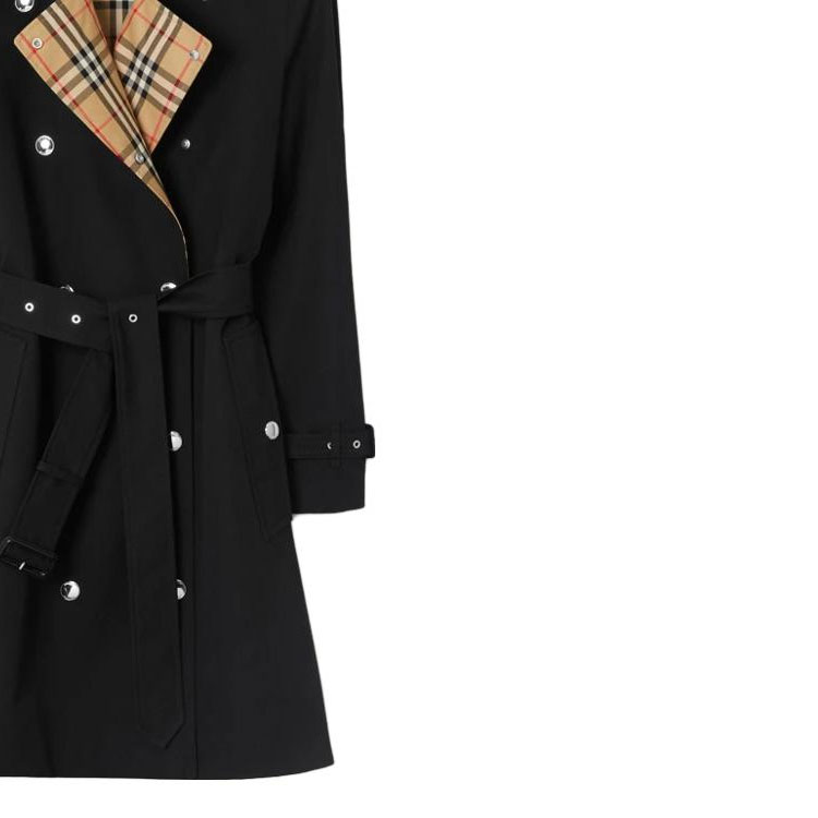 (Women) Burberry SS23  Black Double-Breasted Trench Coat with Iconic Check. 80728011 圖 7