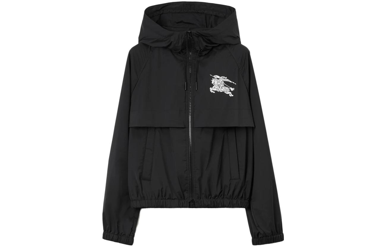 (Women) Burberry SS23  Black Hoodie Jacket with Equestrian Knight Logo Print. 80715311