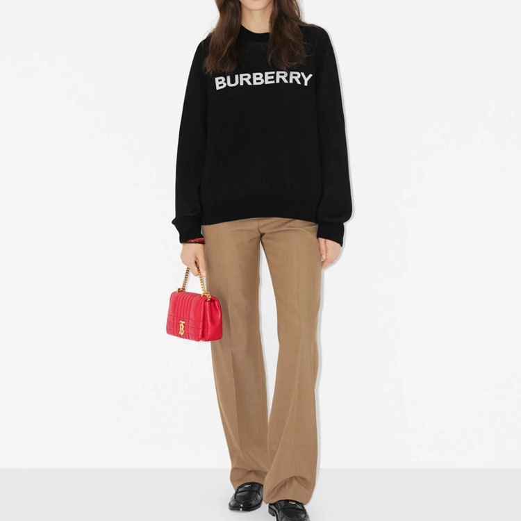 (Women) Burberry SS23  Black Logo Print Knit Long-Sleeve Crewneck Sweater. 80656041 圖 3