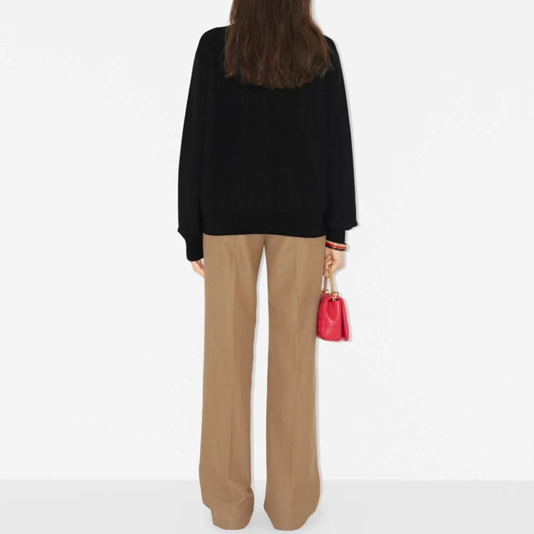 (Women) Burberry SS23  Black Logo Print Knit Long-Sleeve Crewneck Sweater. 80656041 圖 4