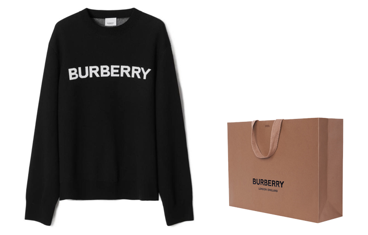 (Women) Burberry SS23  Black Logo Print Knit Long-Sleeve Crewneck Sweater. 80656041 圖 8