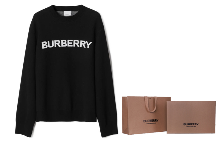(Women) Burberry SS23  Black Logo Print Knit Long-Sleeve Crewneck Sweater. 80656041 圖 9