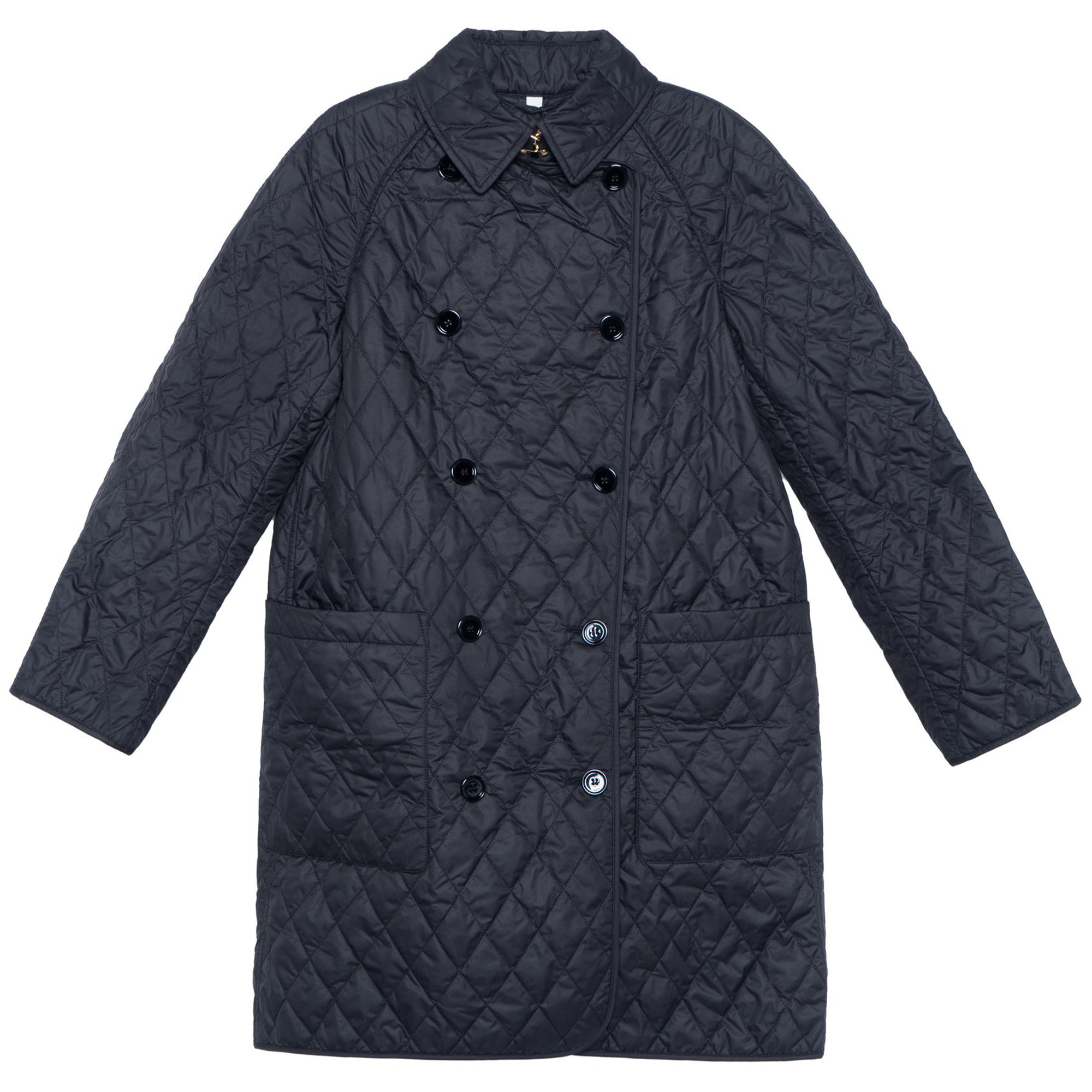 (Women) Burberry SS23  Black Mid-Length Cotton Coat Double-Breasted. 80530441