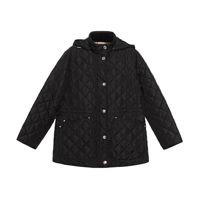 (Women) Burberry SS23 Black Quilted Hooded Cotton Jacket. 80709671