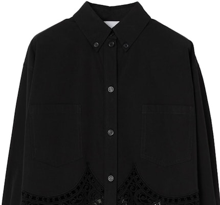 (W) Burberry SS23 黑色實心蕾絲鏤空襯衫 80677801 Cheap (W) Burberry SS23 黑色實心蕾絲鏤空襯衫 80677801