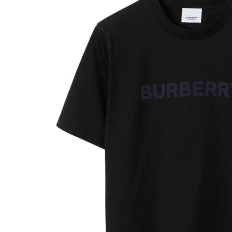 Details for (Women) Burberry SS23  Black T-Shirt with Letter Logo Print and Crew Neck. 80709741