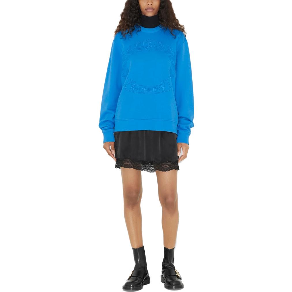 (Women) Burberry SS23  Blue Crewneck Sweatshirt with Solid Color Logo Embroidery. 80657681 圖 3