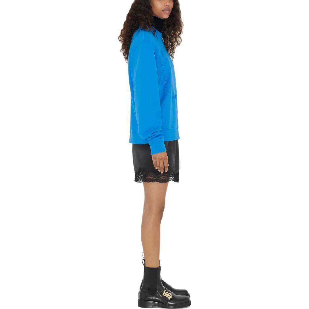 (Women) Burberry SS23  Blue Crewneck Sweatshirt with Solid Color Logo Embroidery. 80657681 圖 5