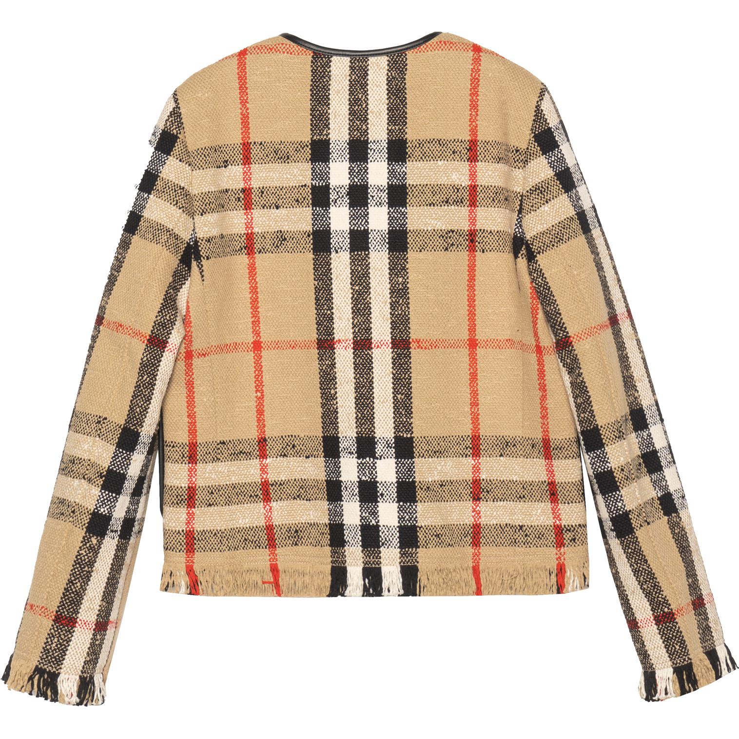 (Women) Burberry SS23  Brown Check Print Raw Edge Button-Up Jacket. 80726081 圖 3