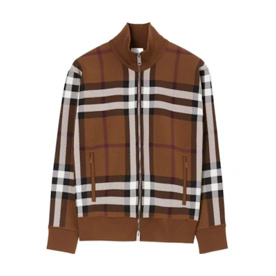 (Women) Burberry SS23 Brown Checkered Zip Casual Jacket 80703591