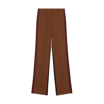 (Women) Burberry SS23 Brown High-Waisted Pleated Casual Trousers. 80650911