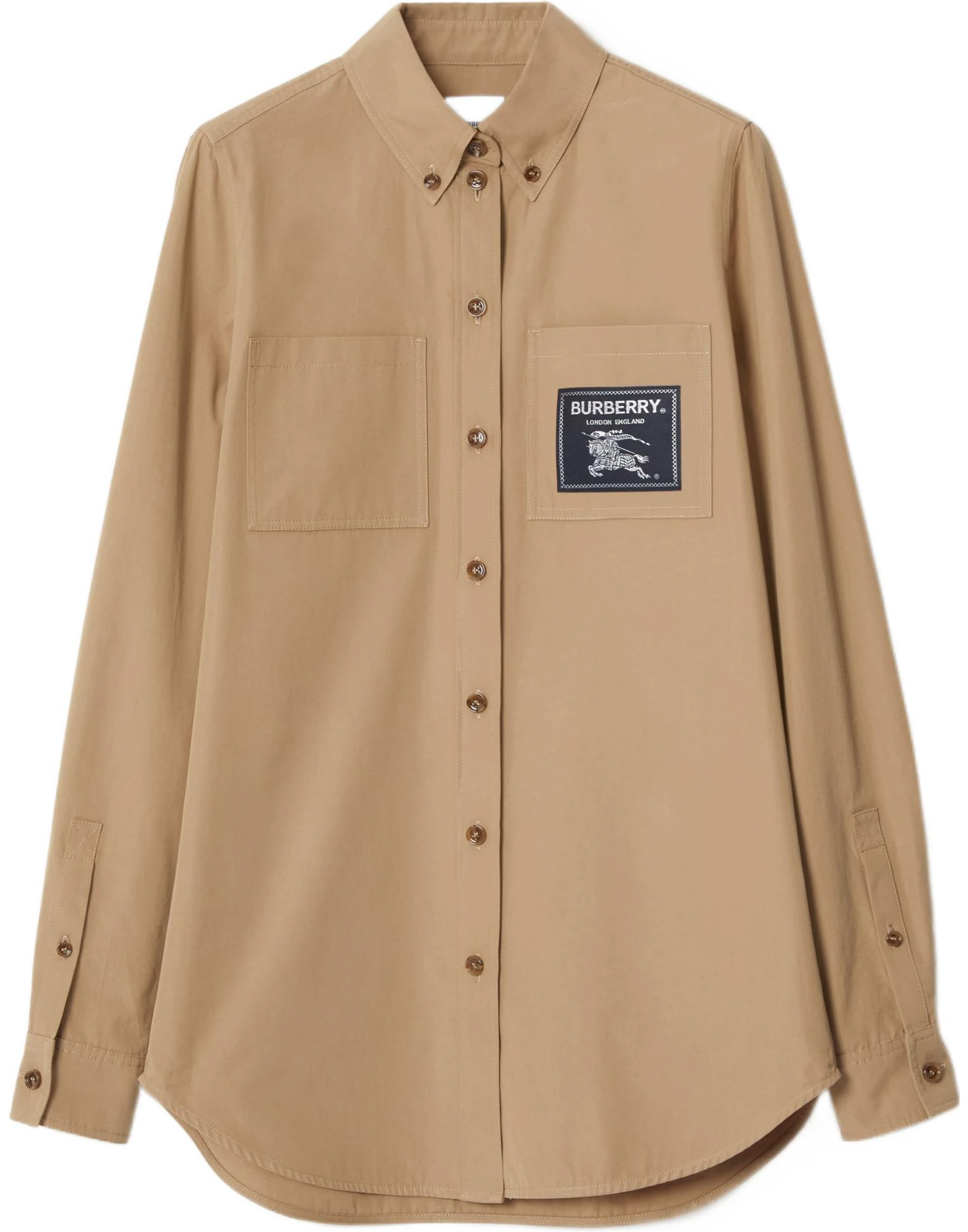 women-burberry-ss-23-camel-long-sleeve-shirt-with-logo-patch-and-point-collar-80657761