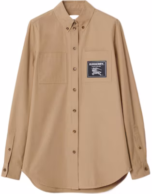 (W) バーバリー SS23 キャメル ロゴパッチ付き長袖シャツ ポイントカラー仕様 80657761 Buy (W) バーバリー SS23 キャメル ロゴパッチ付き長袖シャツ ポイントカラー仕様 80657761