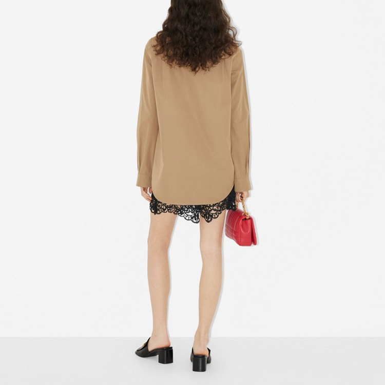 (Women) Burberry SS23  Camel Long-Sleeve Shirt with Logo Patch and Point Collar. 80657761 圖 4