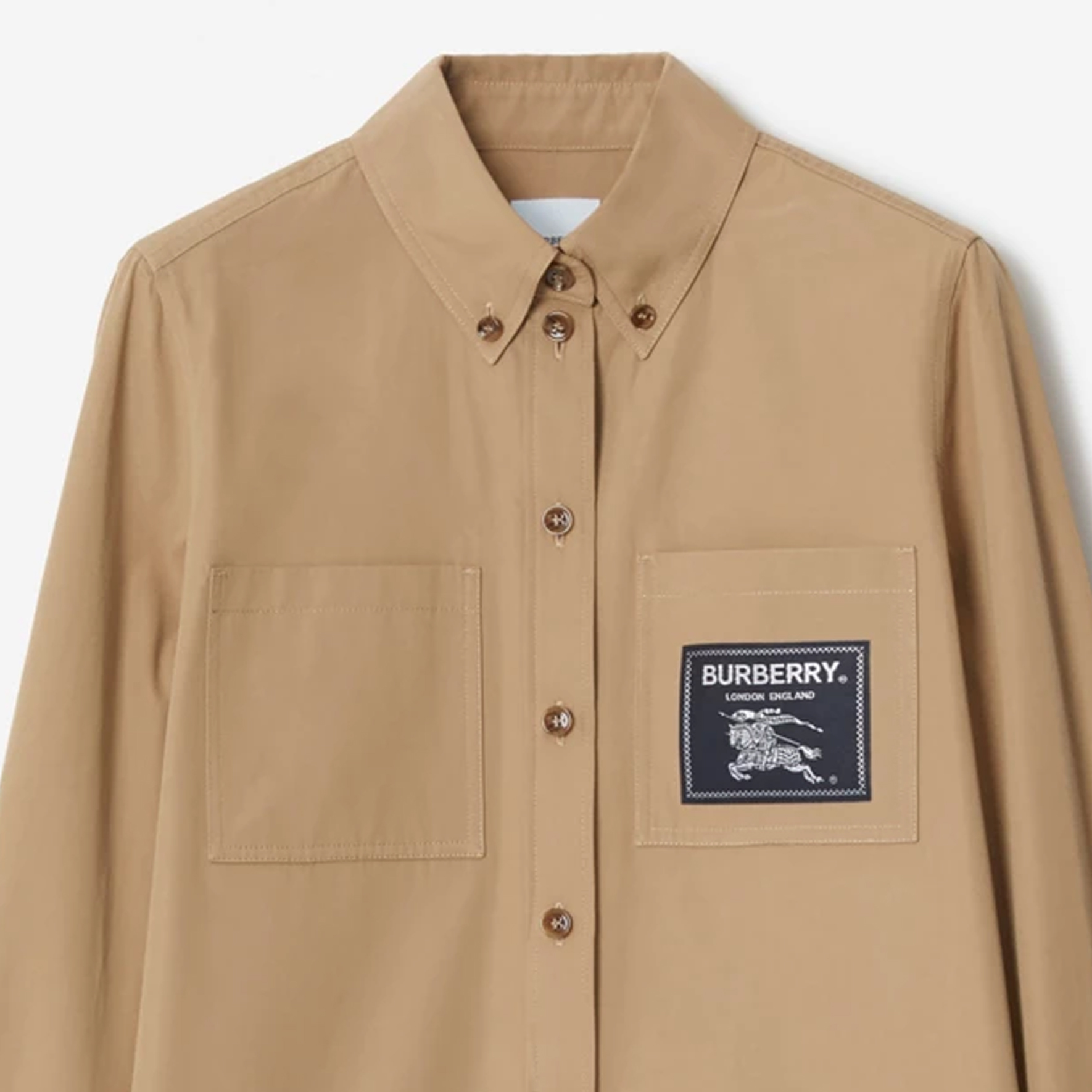(Women) Burberry SS23  Camel Long-Sleeve Shirt with Logo Patch and Point Collar. 80657761 圖 6