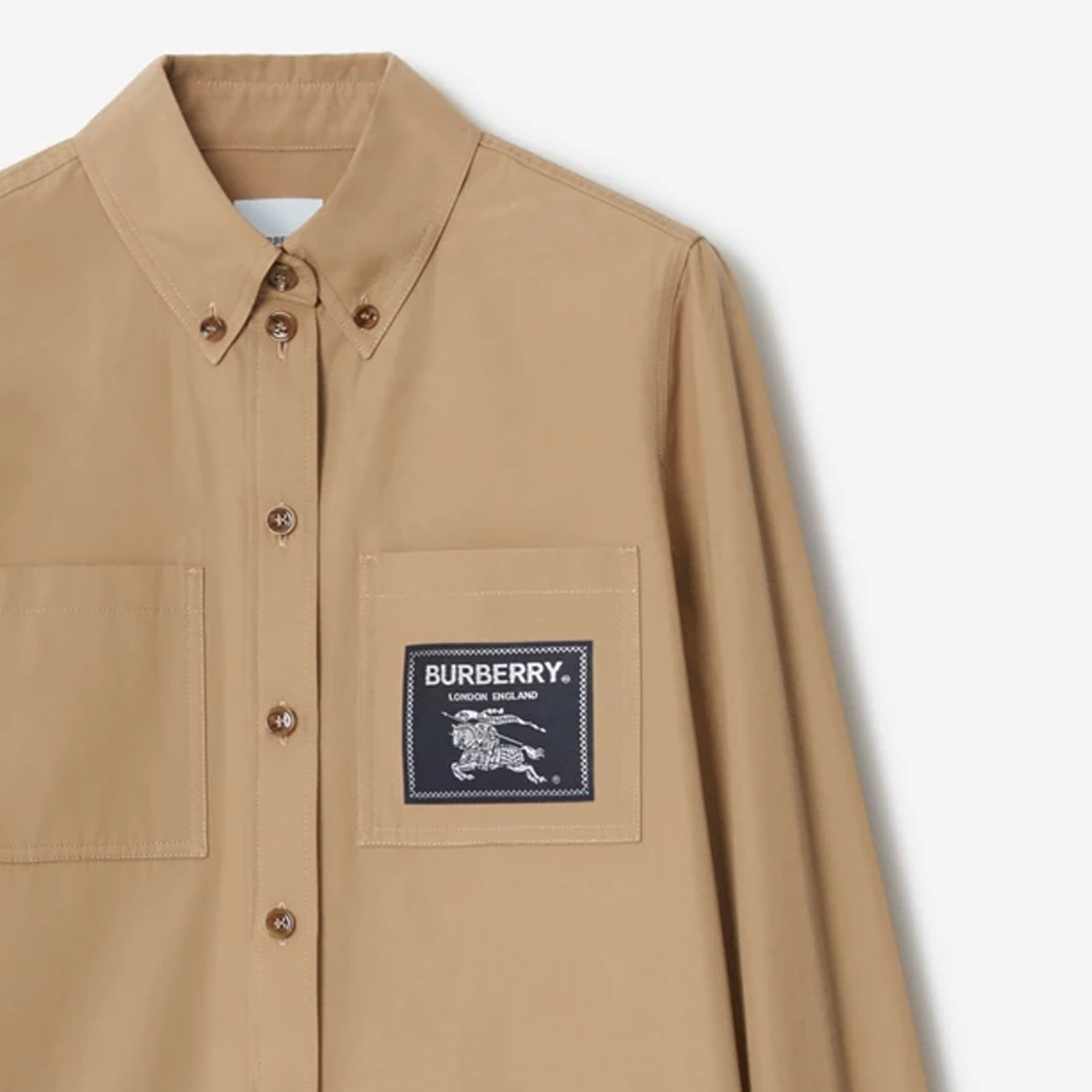 (Women) Burberry SS23  Camel Long-Sleeve Shirt with Logo Patch and Point Collar. 80657761 圖 7