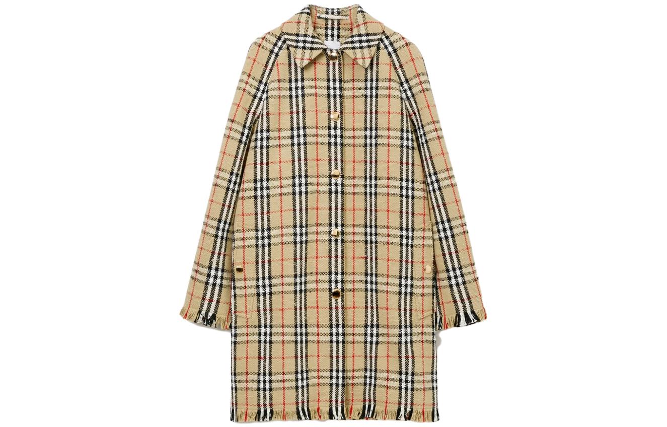 (Women) Burberry SS23  Check Print Single-Breasted Coat Brown. 80710851