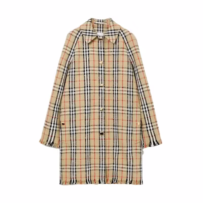 (Women) Burberry SS23 Check Print Single-Breasted Coat Brown. 80710851