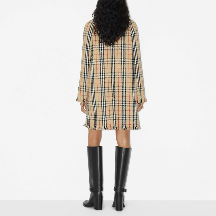 (Women) Burberry SS23  Check Print Single-Breasted Coat Brown. 80710851 圖 4