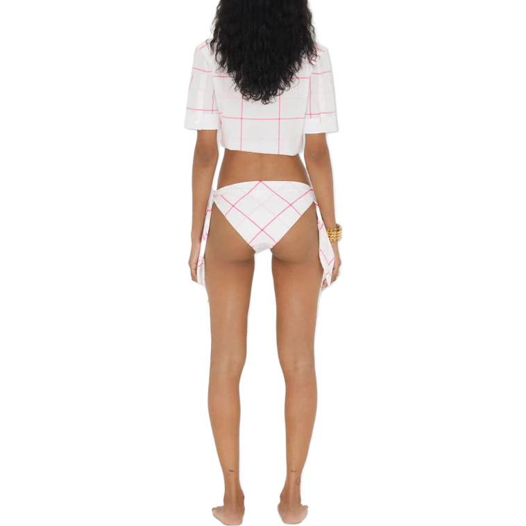 (Women) Burberry SS23  Check Print Square Neck Short Sleeve Shirt - White. 80717911 圖 4