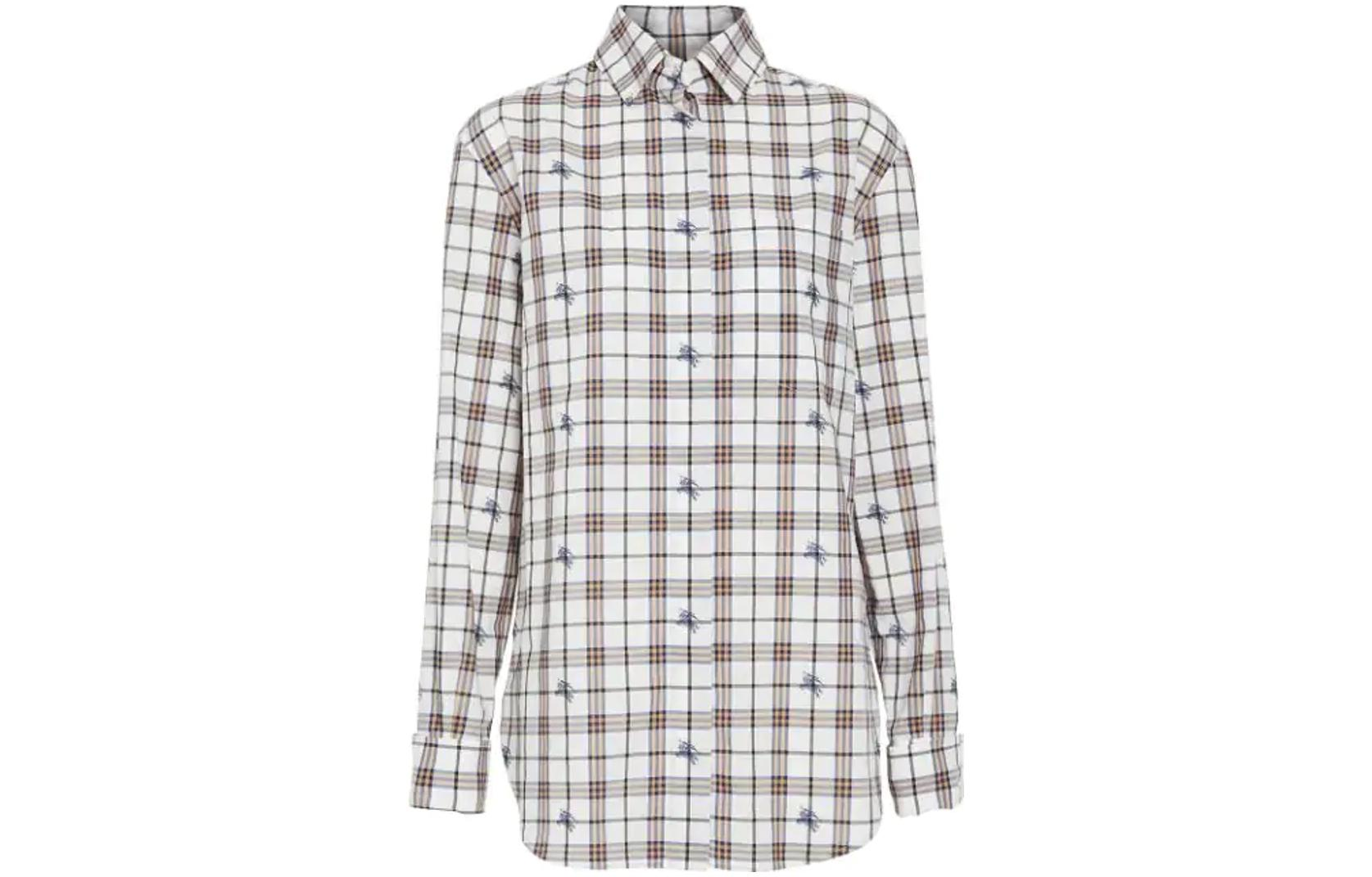 (Women) Burberry SS23  Check Slim Fit Button-Up Long Sleeve Shirt Pink 80076401 圖 2