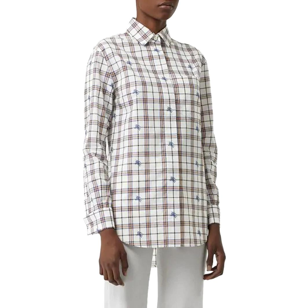 (Women) Burberry SS23  Check Slim Fit Button-Up Long Sleeve Shirt Pink 80076401 圖 3